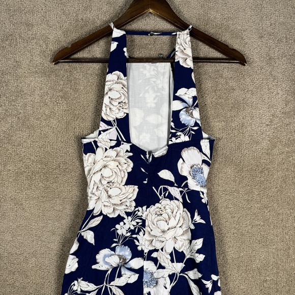 Lulus Dress Womens Small Blue Floral Halter‎ Maxi Open Back Summer In Blossom - Picture 8 of 11